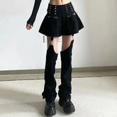 Gothic Y2K Outfit Set - Mini Skirt, Leg Warmers, Handbag